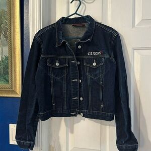 Women’s Guess by Marciano Premium Denim Jean Jacket With Embroidery Sz M
